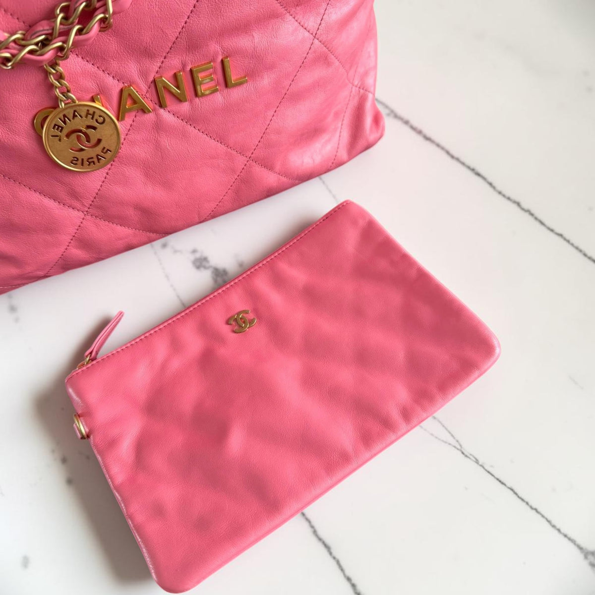Chanel – Chanel 22 Medium Pink Microchip (GHW)