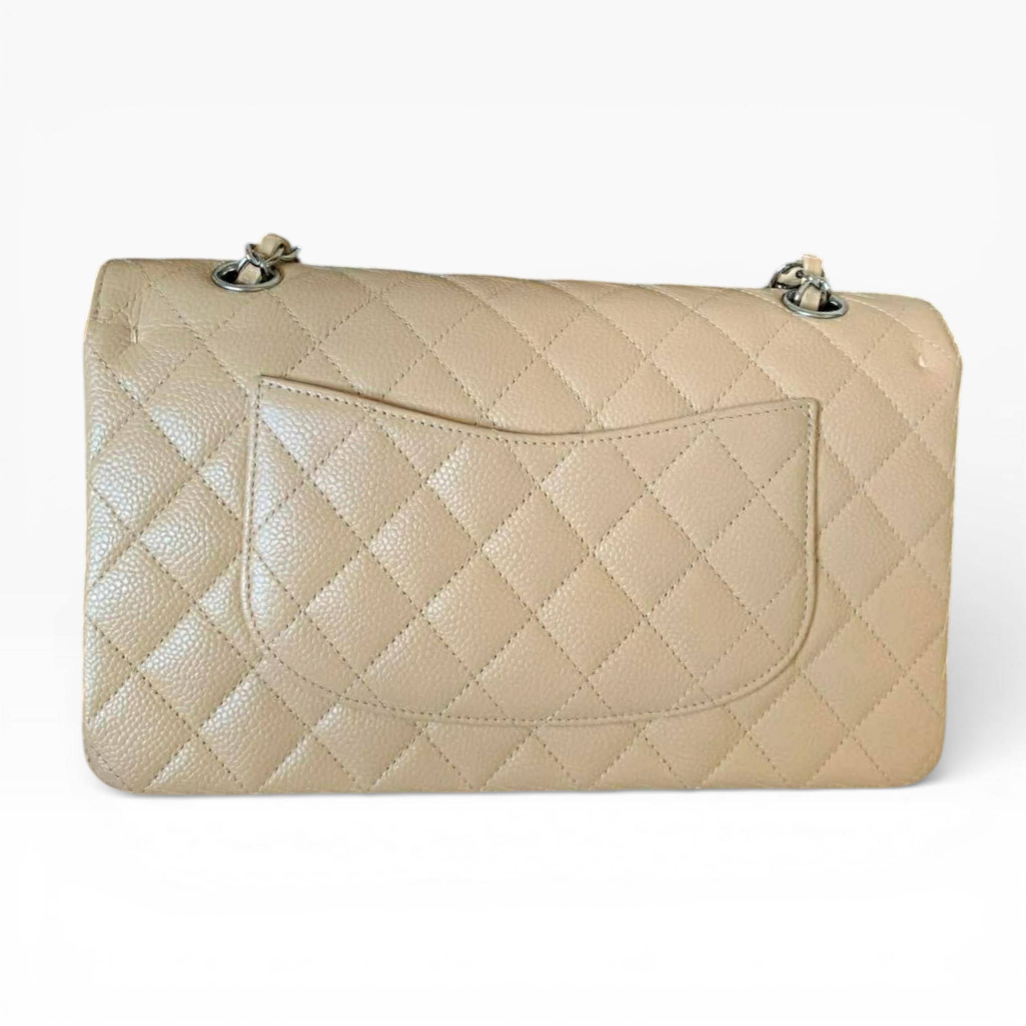 Chanel Medium Classic 10” - Beige Caviar (SHW)