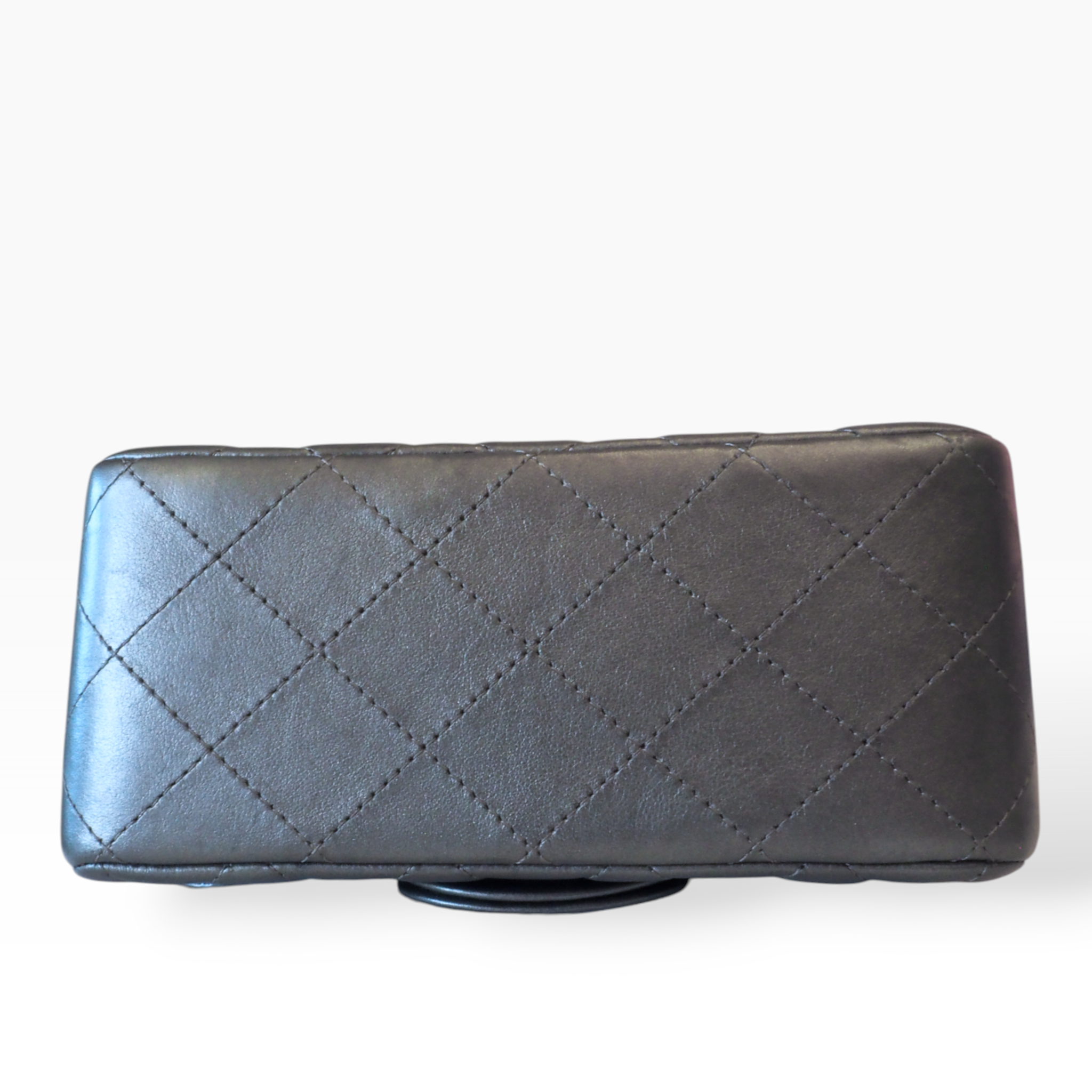 CHANEL - Metallic Gray Mini Square Classic Single Flap (SHW)
