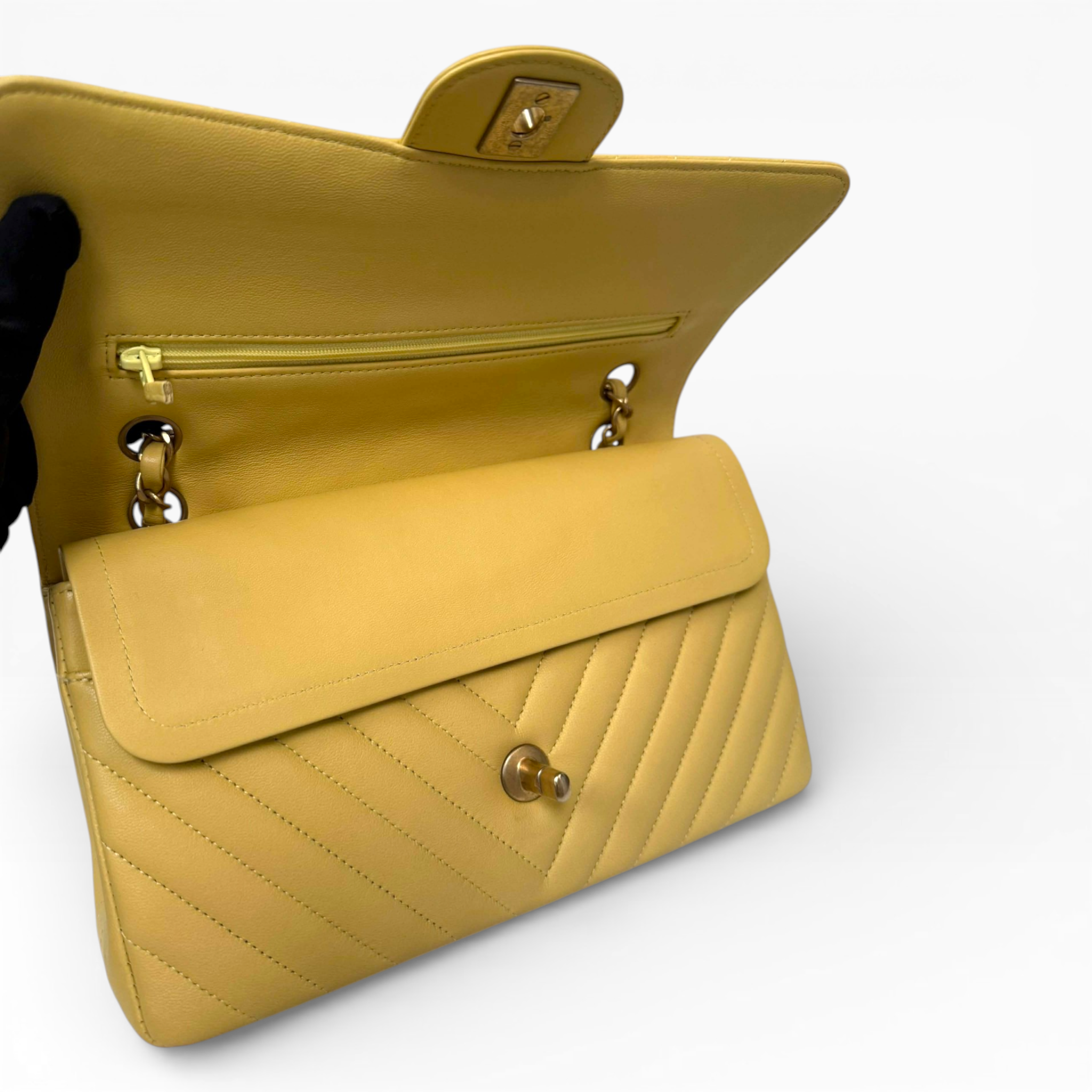 Chanel Chevron Medium Classic 10” - Yellow Chevron (GHW)