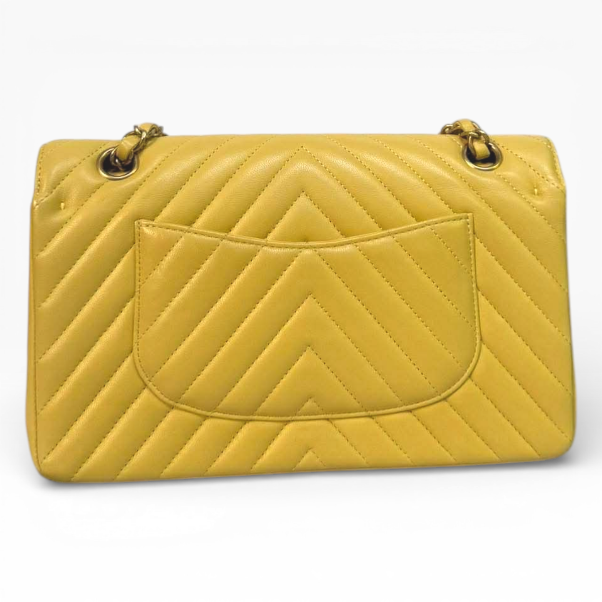 Chanel Chevron Medium Classic 10” - Yellow Chevron (GHW)