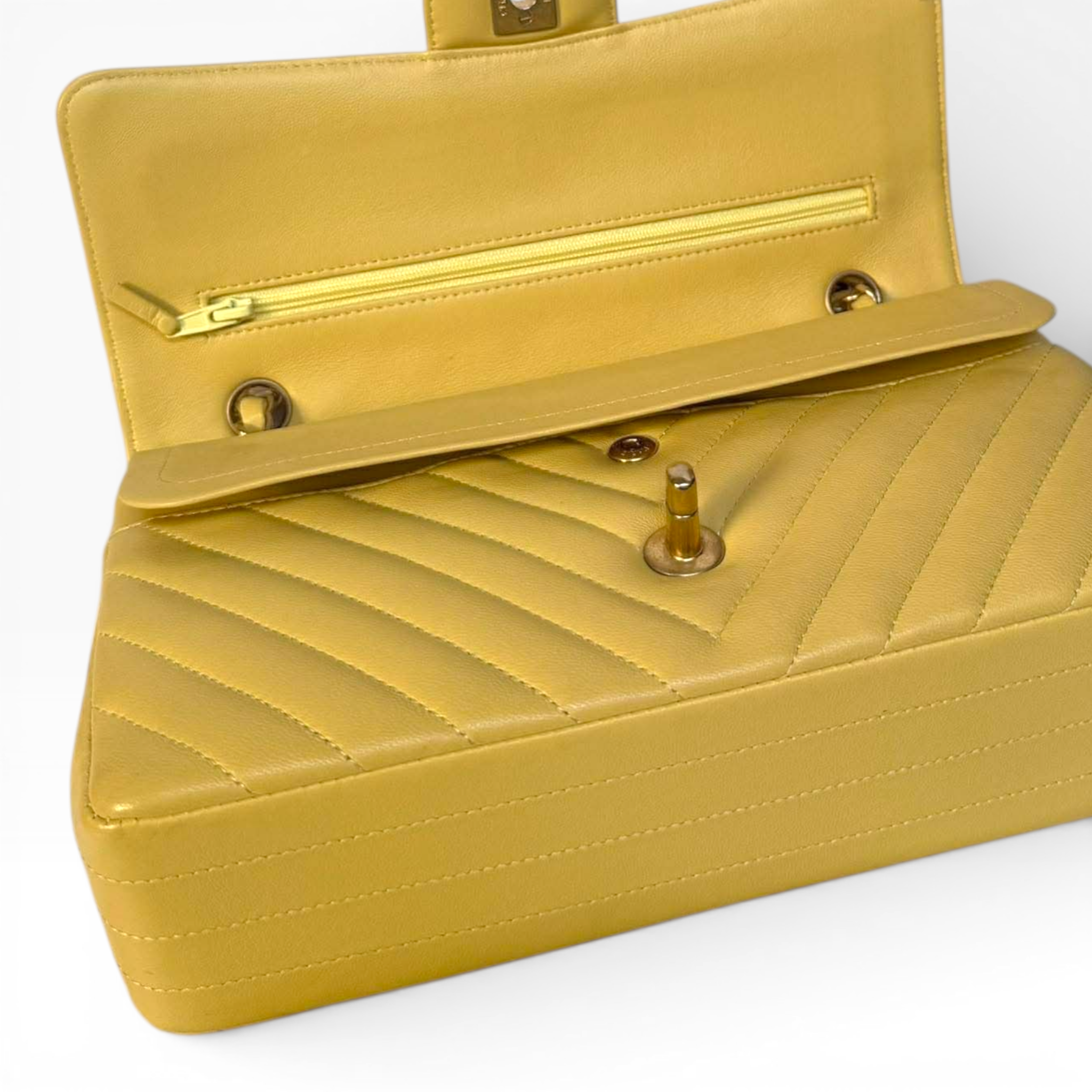Chanel Chevron Medium Classic 10” - Yellow Chevron (GHW)