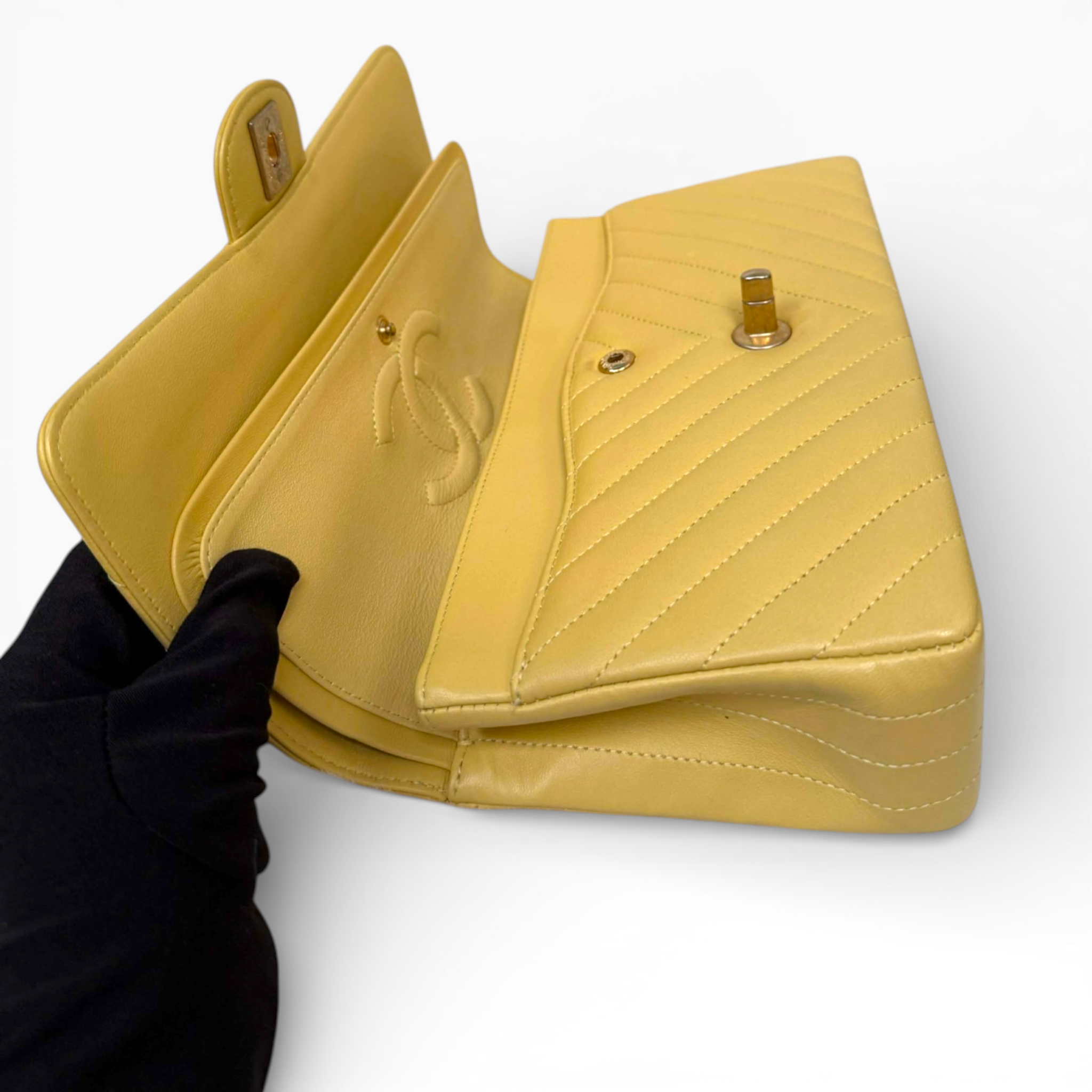 Chanel Chevron Medium Classic 10” - Yellow Chevron (GHW)