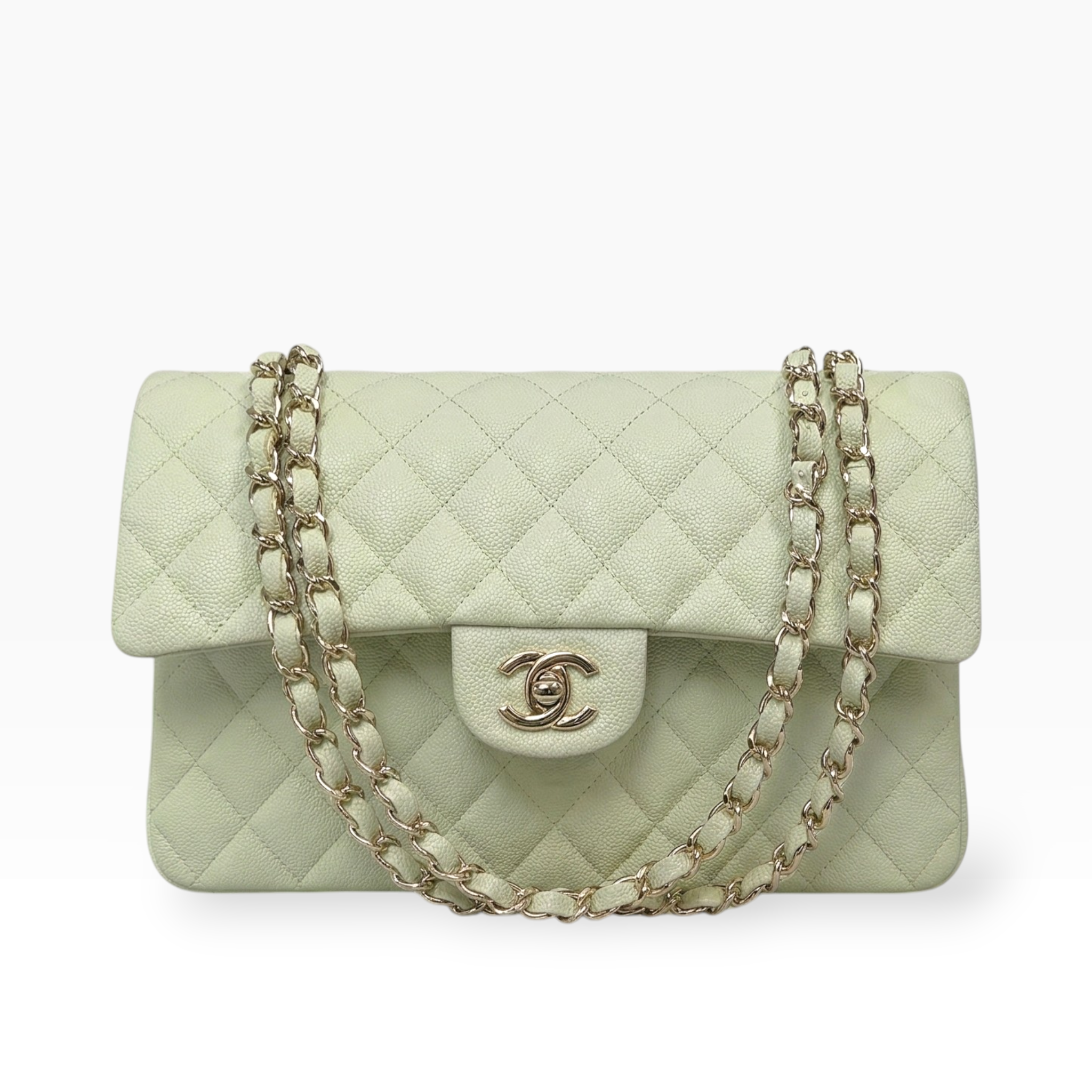 **Rare** New Chanel Classic 10” - Pistachio Champagne Gold Hardware (Microchip)