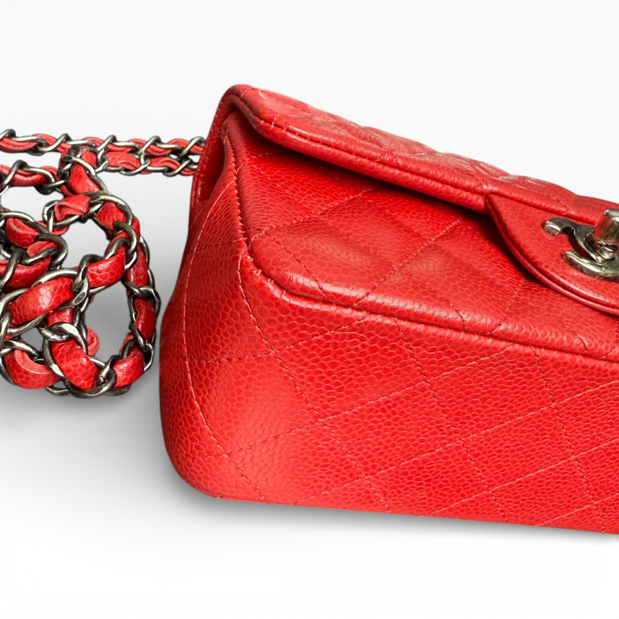 Chanel Classic Mini 8" - Red Caviar (RHW)