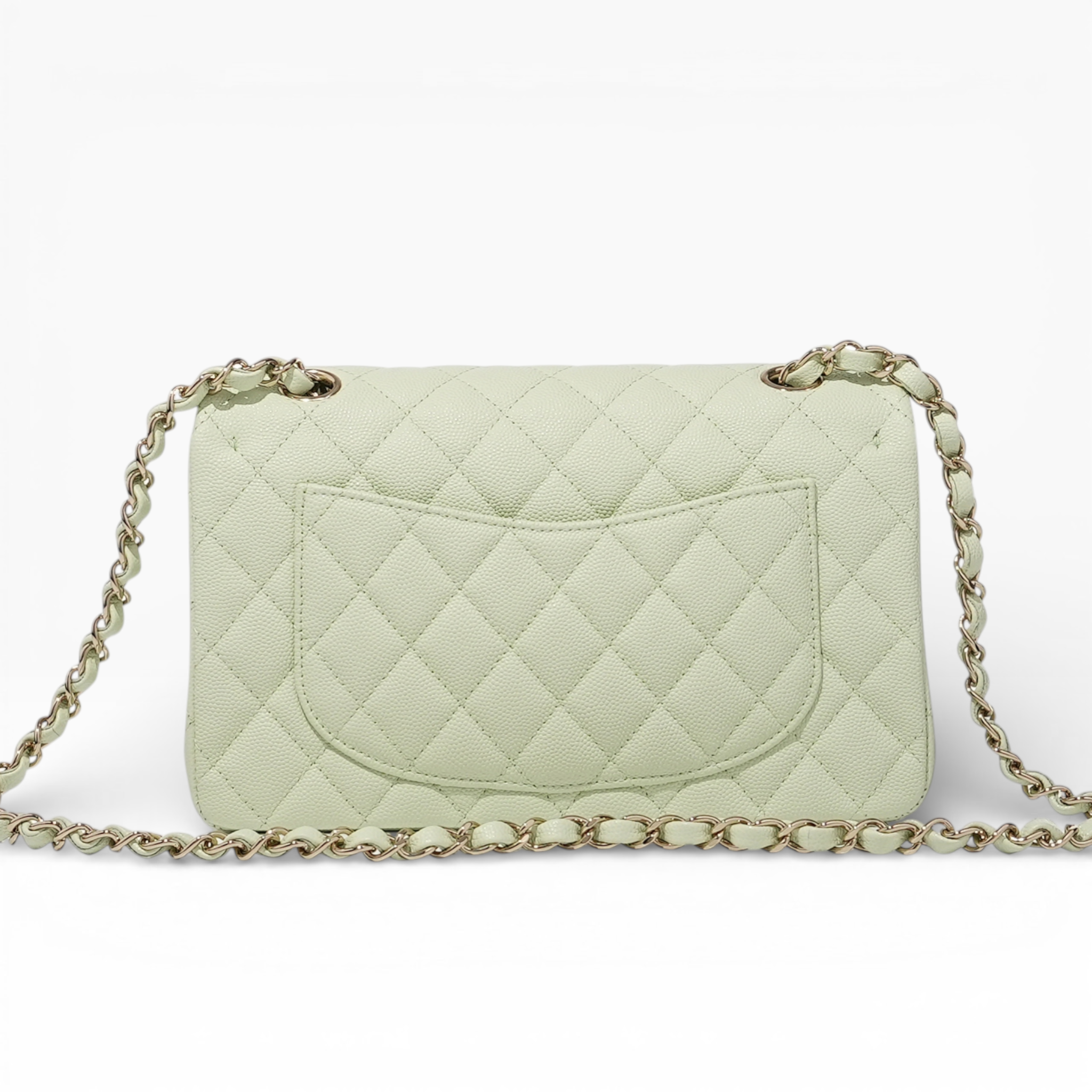 **Rare** New Chanel Classic 10” - Pistachio Champagne Gold Hardware (Microchip)