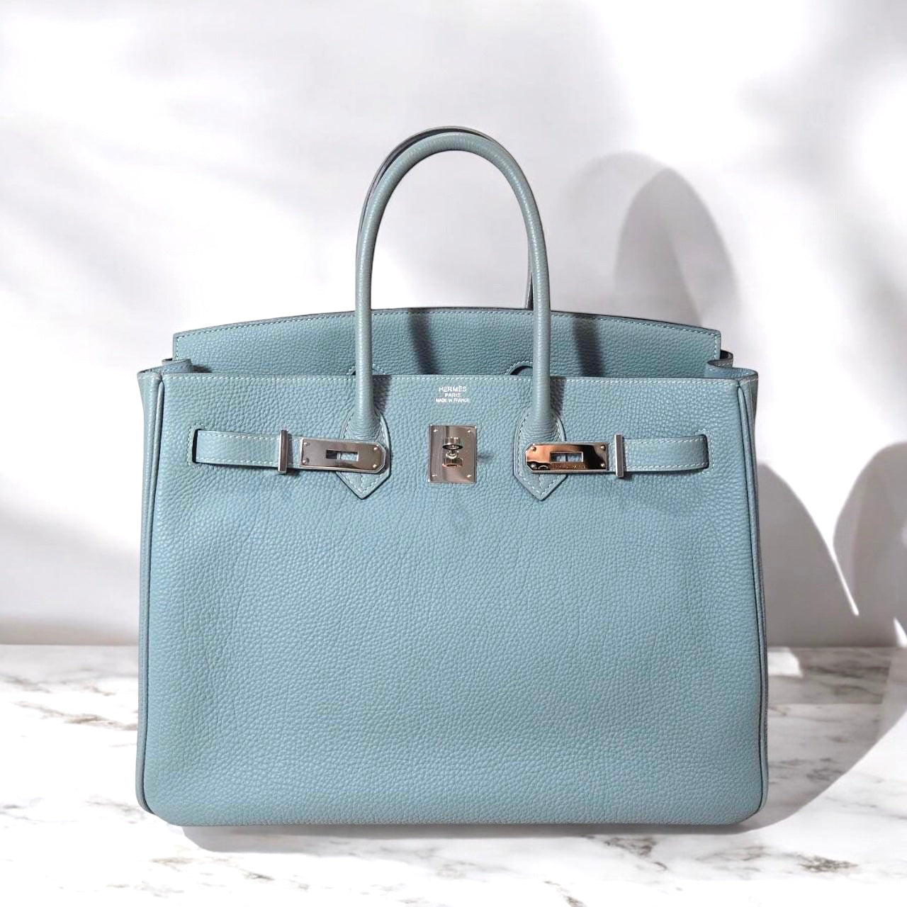 **Rare Pastel** Birkin 35 - Ciel Color Togo Stamp M Blue  (PHW)