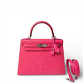 **Limited & Rare** Hermés Kelly 28 - Ostrich Leather Rose Tyrien [PINK] Stamp C. (PHW)