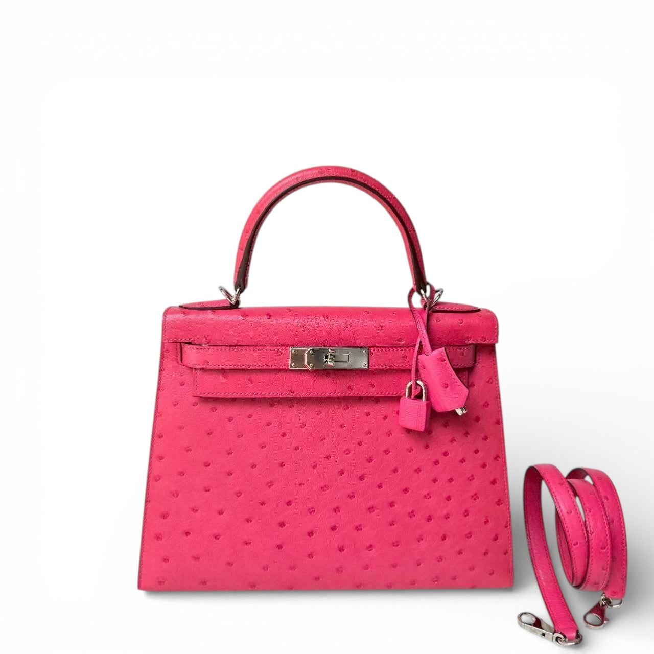 **Limited & Rare** Hermés Kelly 28 - Ostrich Leather Rose Tyrien [PINK] Stamp C. (PHW)