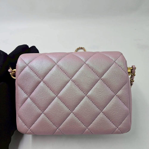 **Rare Find** New Chanel - 21K My Perfect Mini Flap Iridescent Pink Caviar Microship