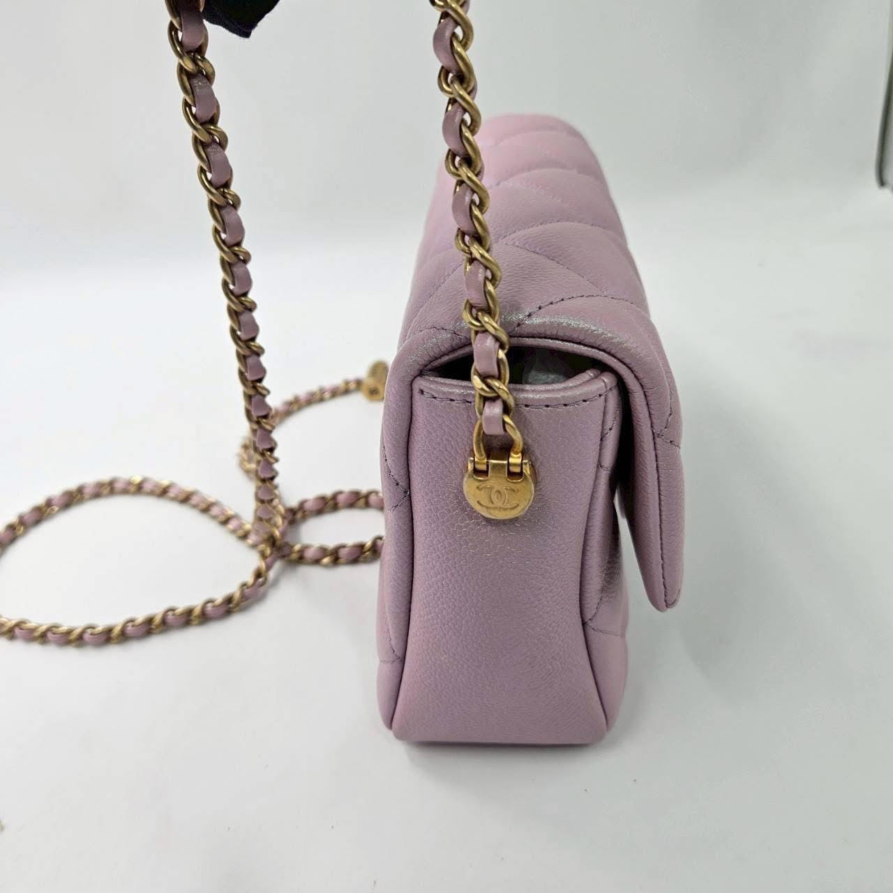 **Rare Find** New Chanel - 21K My Perfect Mini Flap Iridescent Pink Caviar Microship