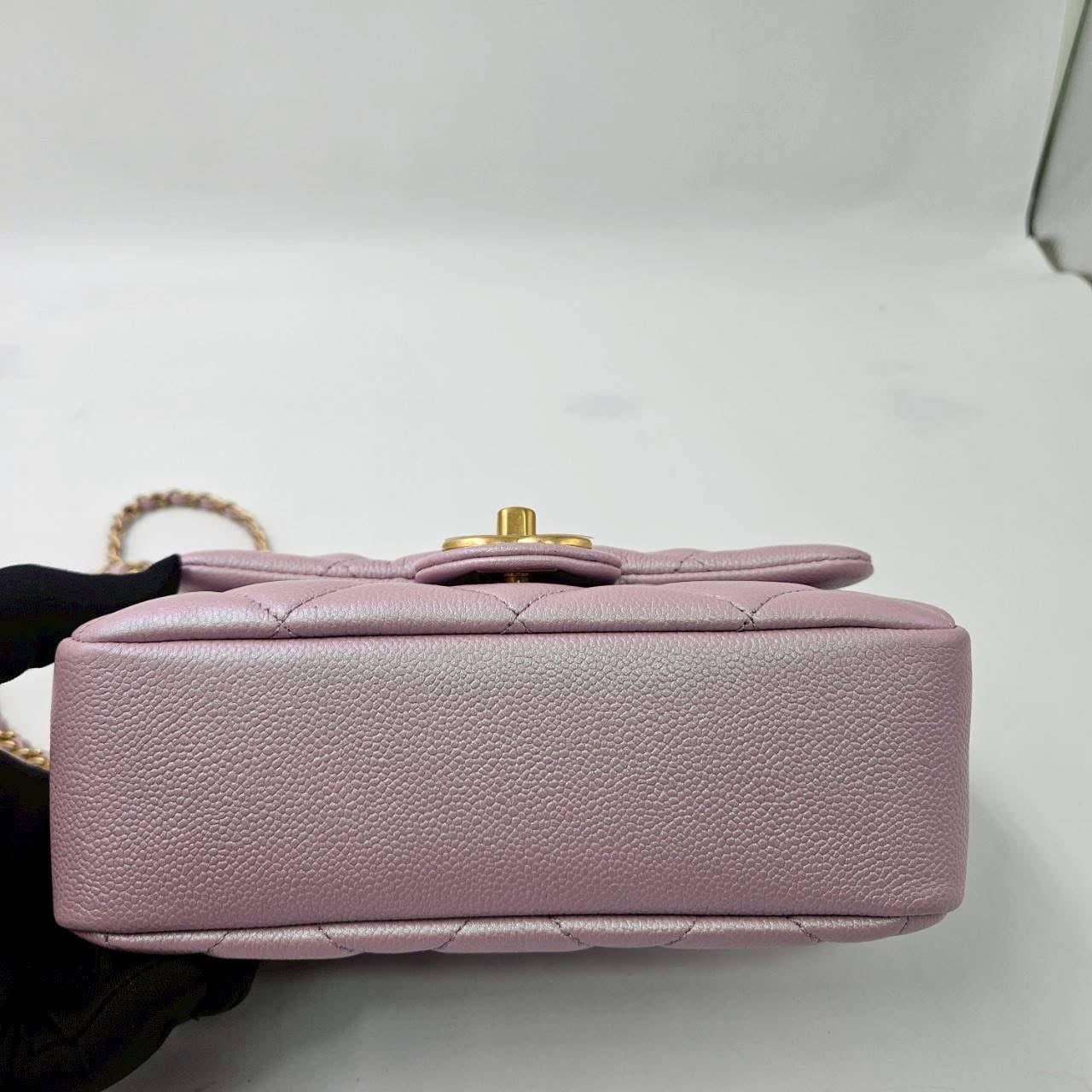 **Rare Find** New Chanel - 21K My Perfect Mini Flap Iridescent Pink Caviar Microship