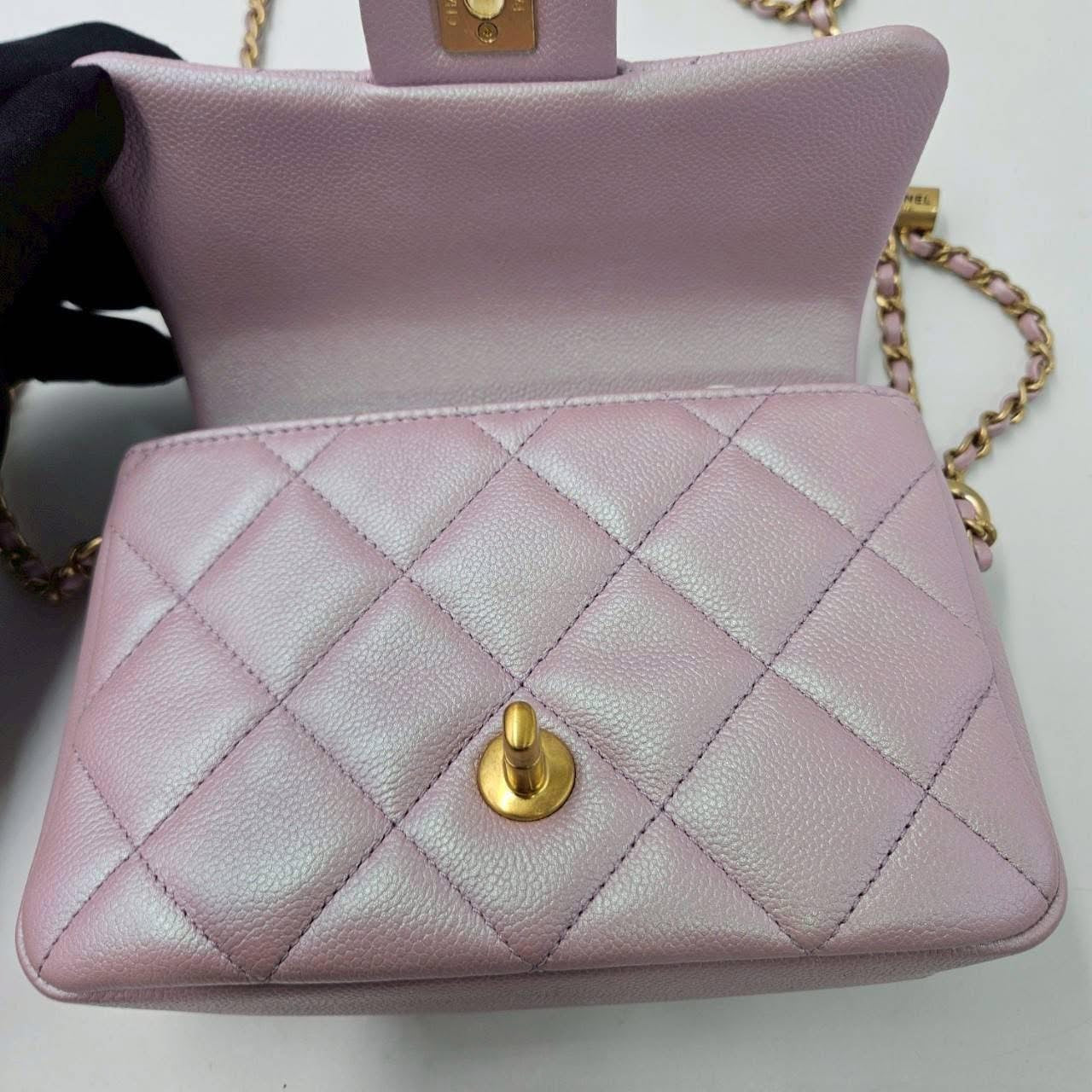 **Rare Find** New Chanel - 21K My Perfect Mini Flap Iridescent Pink Caviar Microship