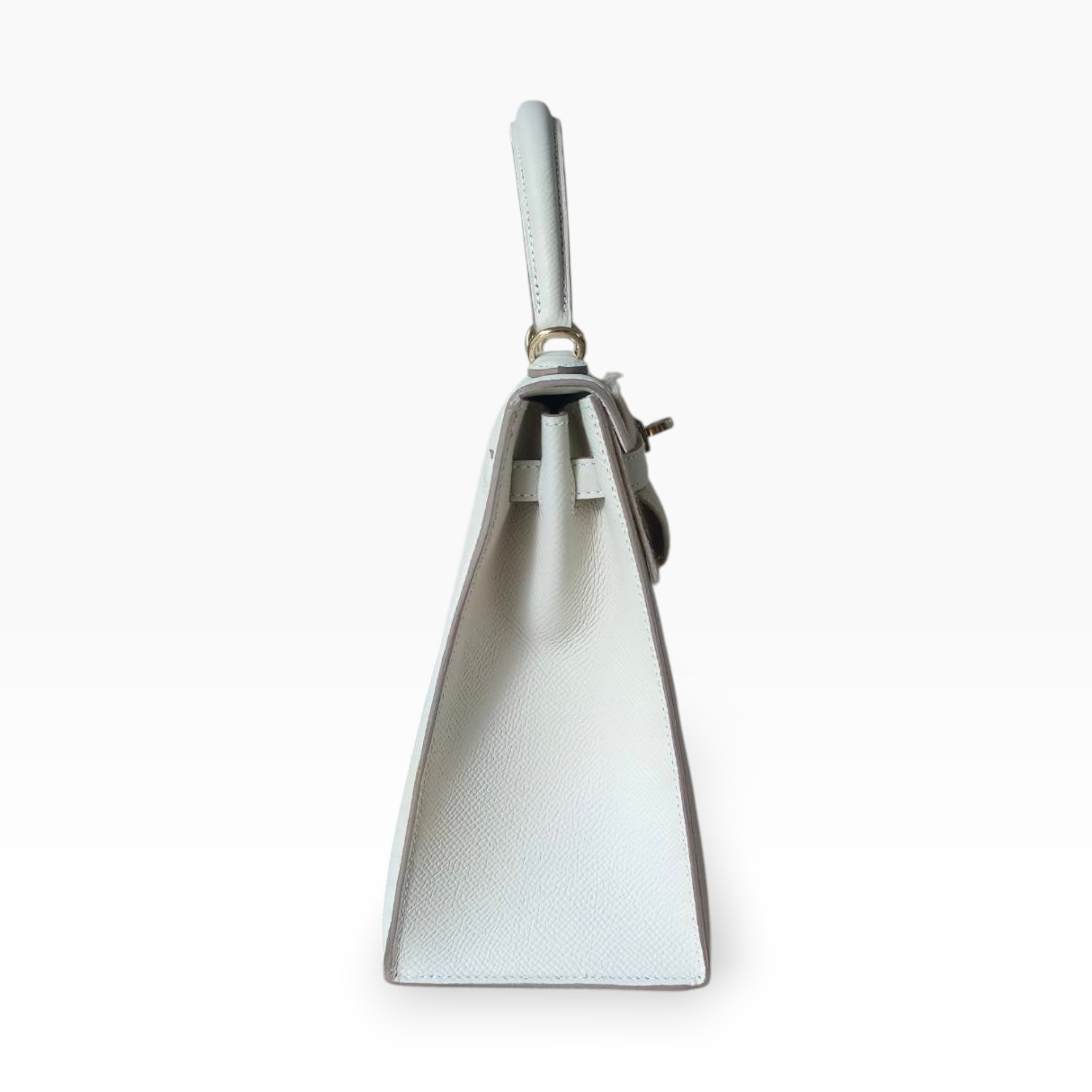 **Brand New** Hermès Sellier Kelly 25 - Ivory Craie Epsom Leather, Permabrass (Champagne Gold)