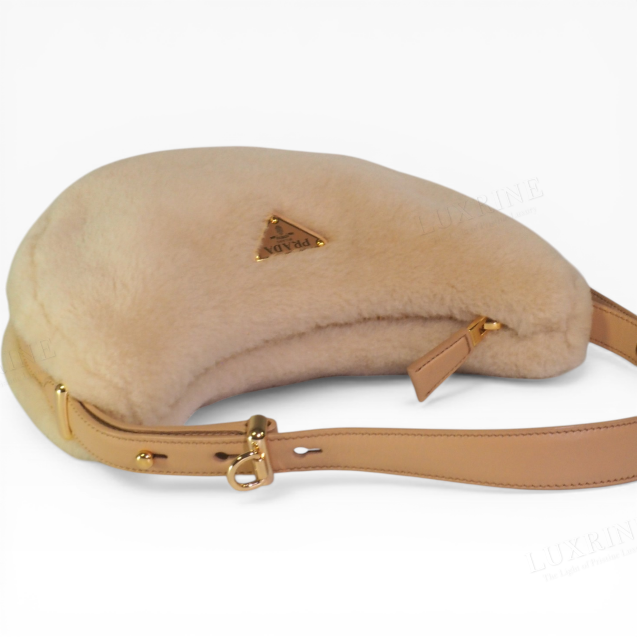 *Rare* Prada - Arqué Shearling Beige Cream Shoulder Bag (GHW)