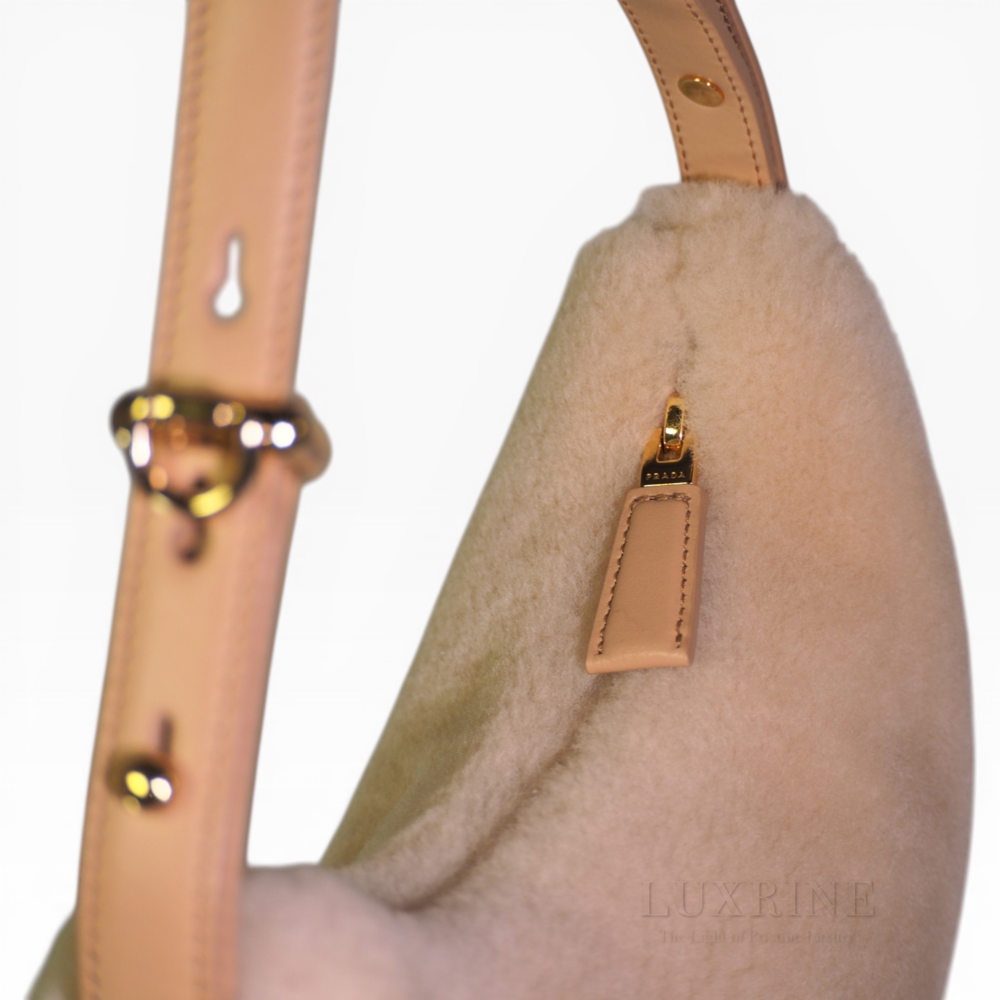 *Rare* Prada - Arqué Shearling Beige Cream Shoulder Bag (GHW)