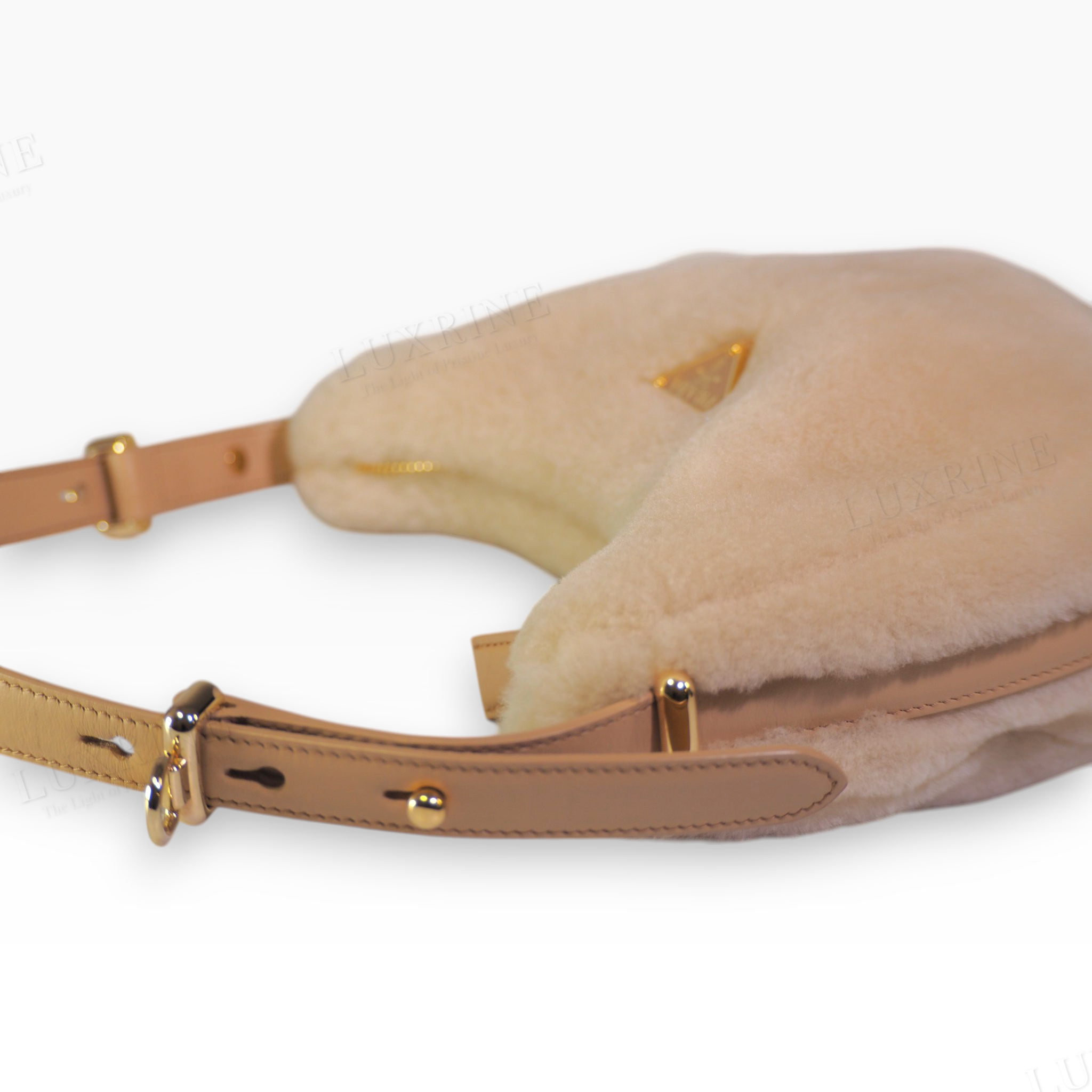 *Rare* Prada - Arqué Shearling Beige Cream Shoulder Bag (GHW)