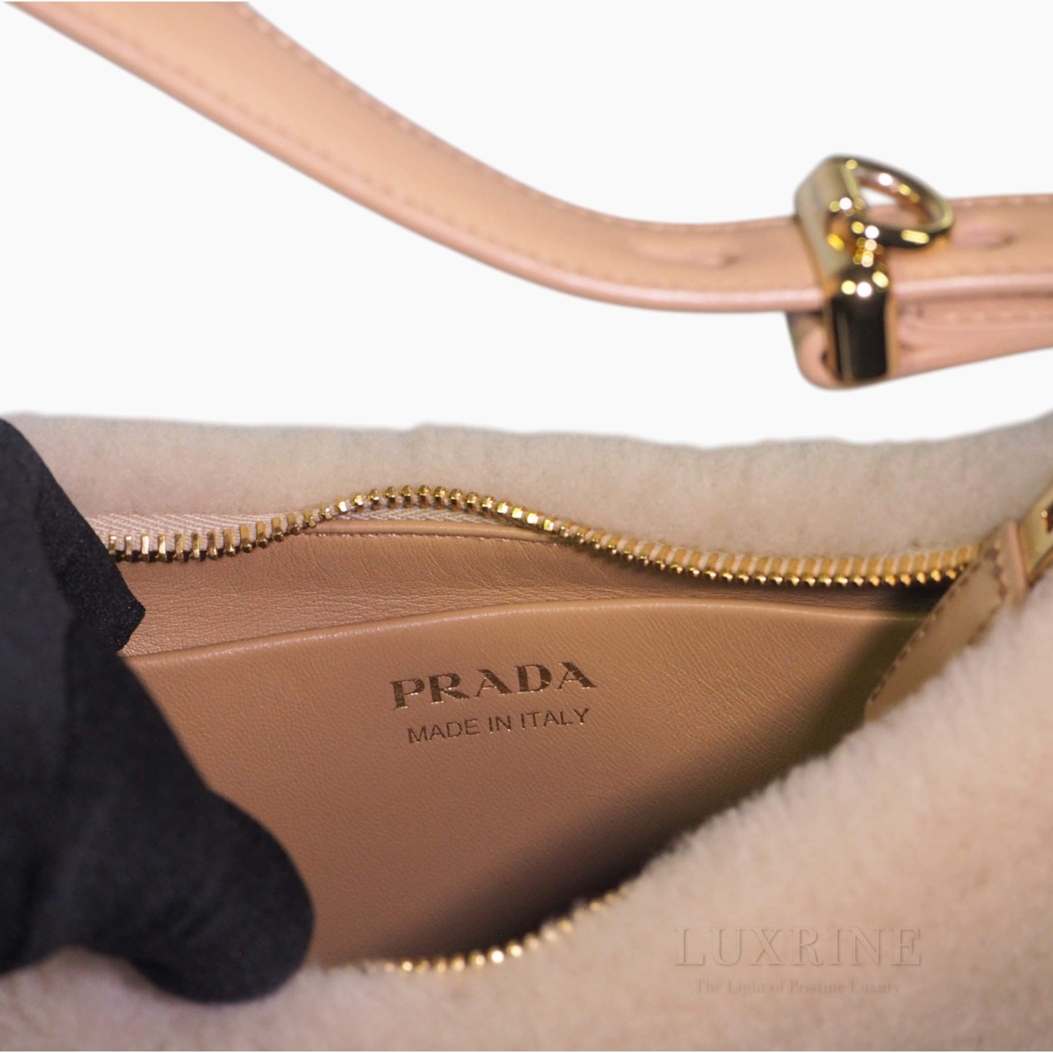 *Rare* Prada - Arqué Shearling Beige Cream Shoulder Bag (GHW)