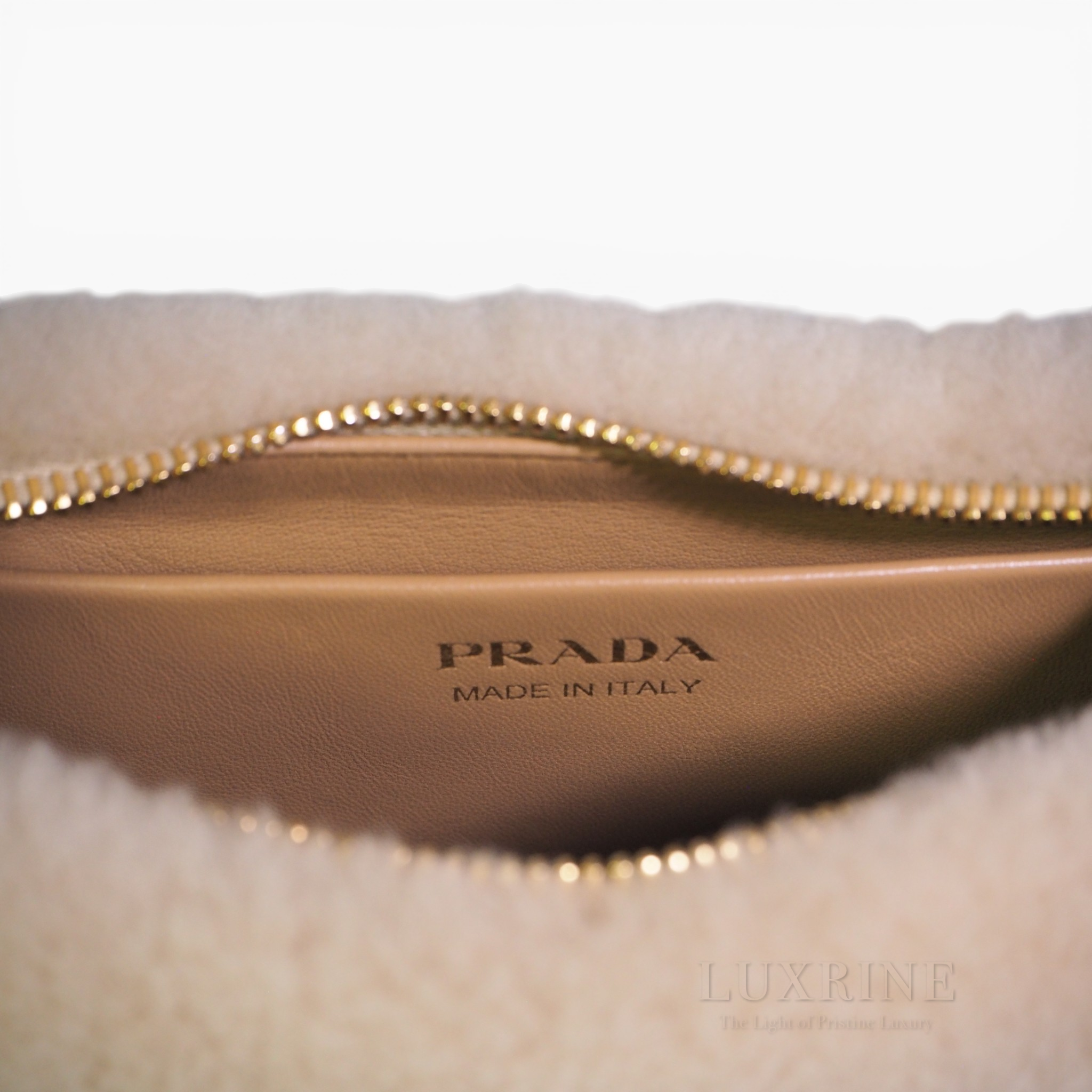*Rare* Prada - Arqué Shearling Beige Cream Shoulder Bag (GHW)