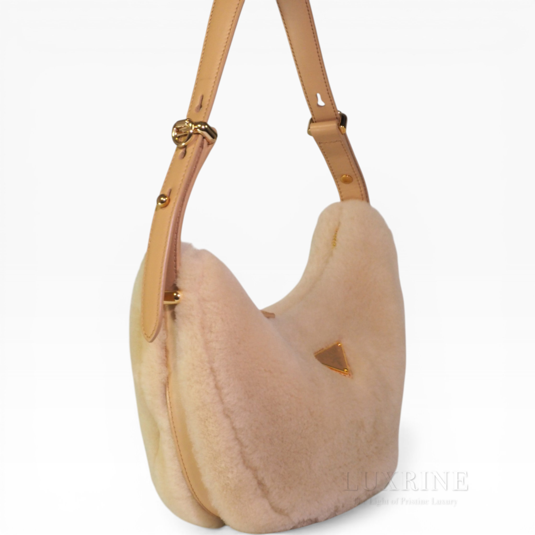 *Rare* Prada - Arqué Shearling Beige Cream Shoulder Bag (GHW)