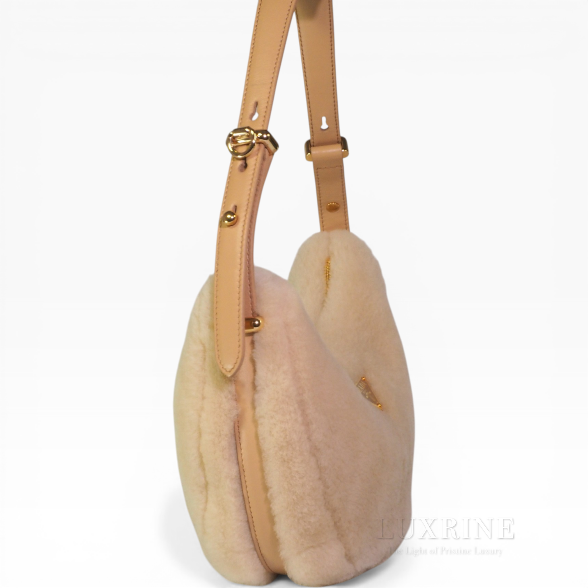 *Rare* Prada - Arqué Shearling Beige Cream Shoulder Bag (GHW)