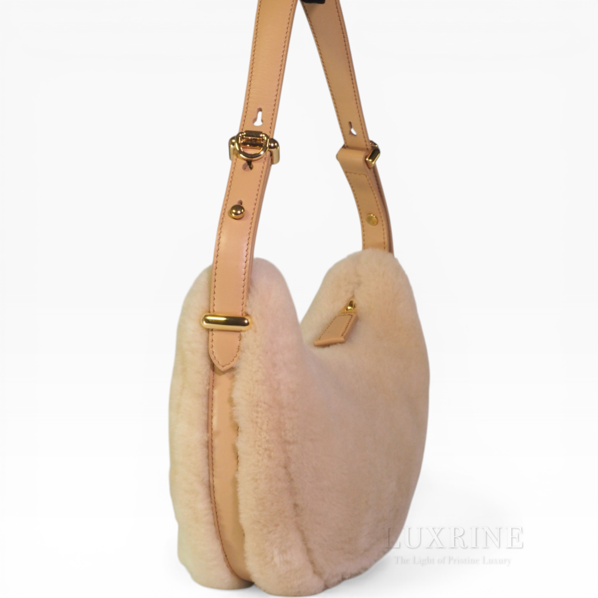 *Rare* Prada - Arqué Shearling Beige Cream Shoulder Bag (GHW)