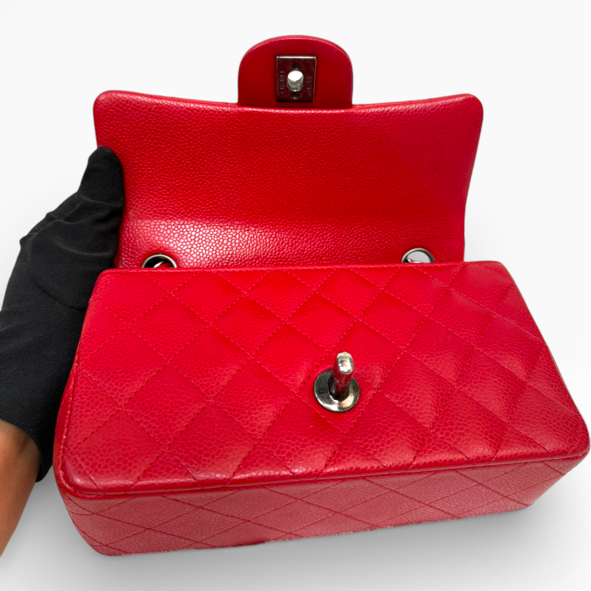 Chanel Classic Mini 8" - Red Caviar (RHW)