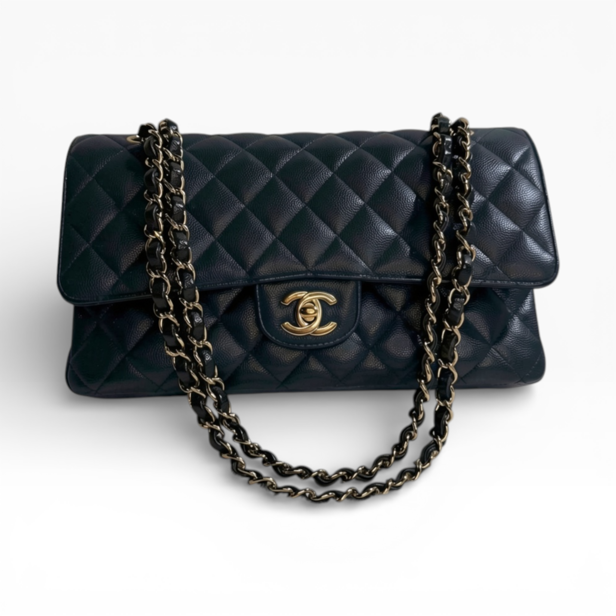 **Ultra Rare** Chanel classic Meduim Midnight Blue (GHW) | Glitter Caviar